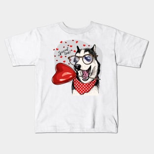 siberian husky spread love Kids T-Shirt